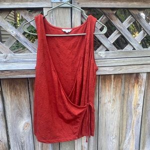 Lucky Brand Red Wrap Tied Tank Top, Size Medium